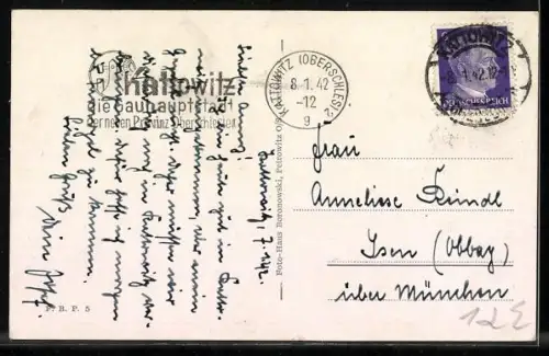 AK Kattowitz, Hochhaus, Hochofen, Förderturm