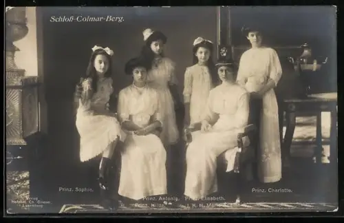 AK Die Prinzessinnen von Luxemburg im Schloss Colmar-Berg