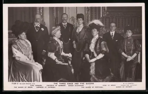 AK The three Kings and Five Queens, König Edward von England, Königin von Portugal
