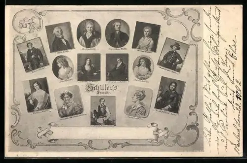 AK Friedrich Schiller`s Familie, u. a. Christophine Reinwald, Dorothea Schiller, Ernst von Schiller