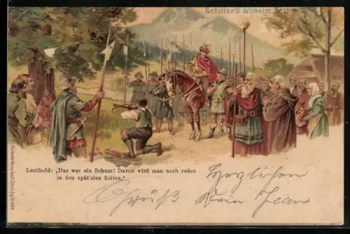 Lithographie Schiller`s Wilhelm Tell Nr. 8: Das war ein Schuss! Davon wird man noch reden in den spät`sten Zeiten.