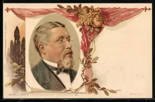 Künstler-AK Victor von Scheffel, deutscher Schriftsteller und Dichter
