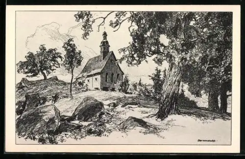 Künstler-AK Otto Ubbelohde: Sickendorf, Kapelle beim Schloss