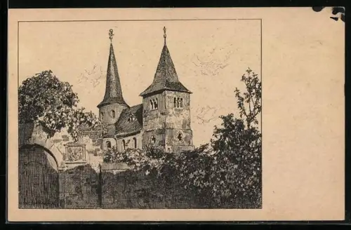 Künstler-AK Otto Ubbelohde: Fulda, Michaelskapelle