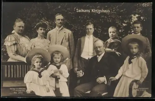 AK König Friedrich August III. von Sachsen mit seiner Familie