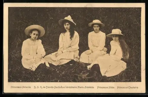 AK Prinzessinnen von Luxemburg, Antonia, Marie-Adelaide, Hilda, Charlotte