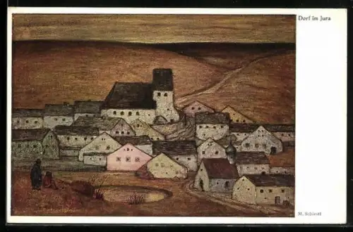 Künstler-AK Matthäus Schiestl: Dorf im Jra