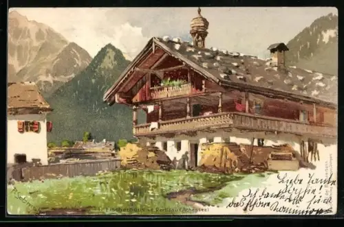 Künstler-AK P. Schmohl: Fischerhaus in der Pertisau (Achensee)