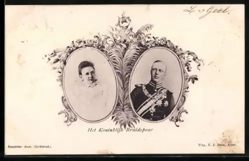AK Het Koninklijk Bruidspaar, Das königliche niederländische Brautpaar