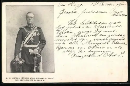 AK Herzog Hendrik Wladimir Albert Ernst Van Mecklenburg Schwerin