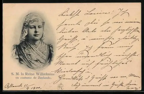 AK La Reine Wilhelmine en costume de Zeelande
