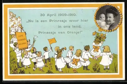 AK Prinzessin Juliana von den Niederlanden, Rückkehr ins Land 1909-1910