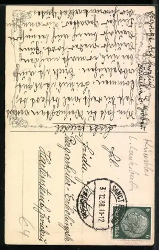 AK Kleine Skiläuferin an einem Vogelhäuschen im Gebirge, Neujahrsgruss