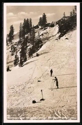 AK Oberammergau, Ski-Abfahrt von der Starnbergerhütte am Laber