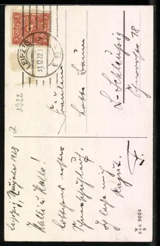 AK Kleiner Skiläufer ist mit einem Strommast kollidiert, Neujahrsgruss