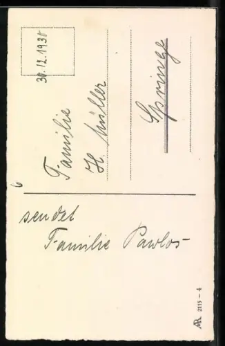 AK kleiner Junge fährt Ski, Neujahr