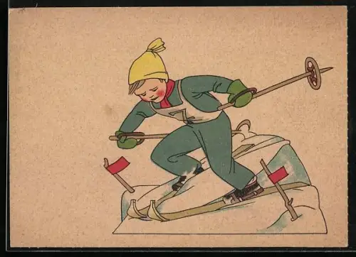 AK Kleiner Skiläufer beim Slalom