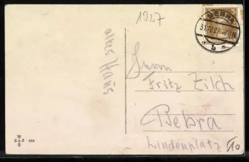 AK Rundliches Paar vergnügt sich auf Skiern, Neujahrsgruss