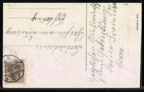 AK Postbote auf Skiern wünscht Prosit Neujahr!