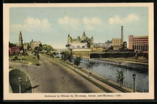 AK Ottawa, Entrance to Ottawa by Driveway, Canal, and Railway
