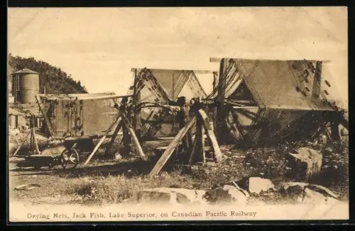 AK Lake Superior, Drying Nets, Jack Fish, Canadian Pacific Railway