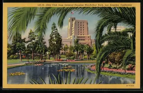 AK Los Angeles, CA, Elks Club from general Douglas Mac Arthur Park