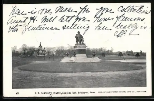 AK Bridgeport, CT, Sea Side Park, P. T. Barnum`s Statue