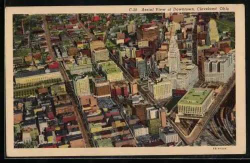 AK Cleveland, OH, Aerial View of Downtown