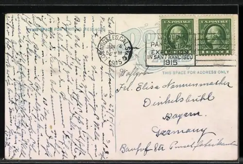 AK Venice, CA, The Lagoon, gondola in foreground