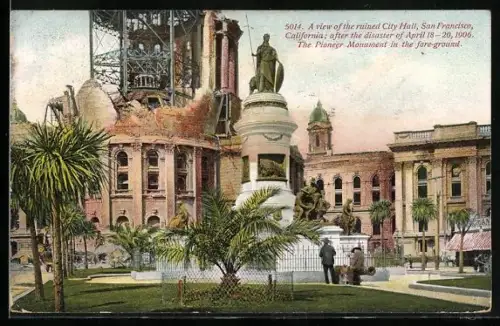 AK San Francisco, CA, A view of the ruined City Hall after the disaster of 1906