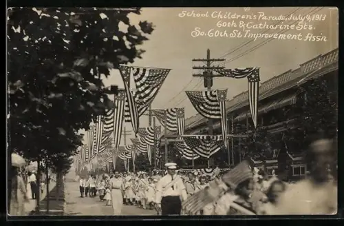 AK Philadelphia, PA, School Children`s Parade 1913, 60th & Catharine Streets