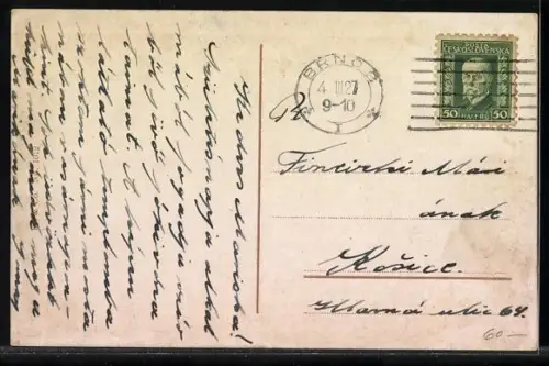 AK Brünn, Totalansicht mit Kirche