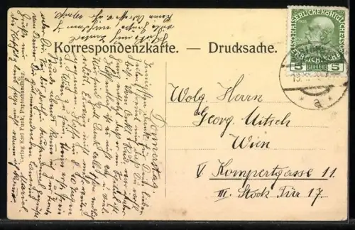 AK Joslowitz in Mähren, Blick auf das gesamte Schloss und die Fahne auf dem Turm