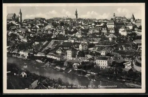 AK Znaim an der Thaya, Gesamtansicht von oben