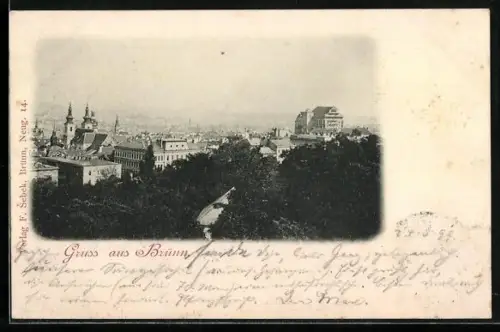 AK Brünn, Panorama mit Kirche