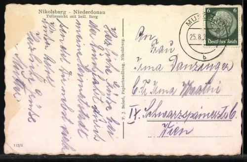 AK Nikolsburg /Niederdonau, Teilansicht mit heiligem Berg