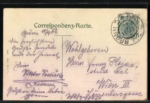 AK Brünn, Panorama vom Dom St. Peter, St. Anna-Spital, Augustiner-Kloster und Altbrünn