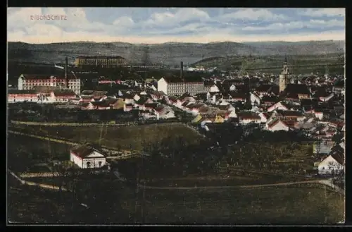 AK Eibenschitz, Panorama mit Kirche