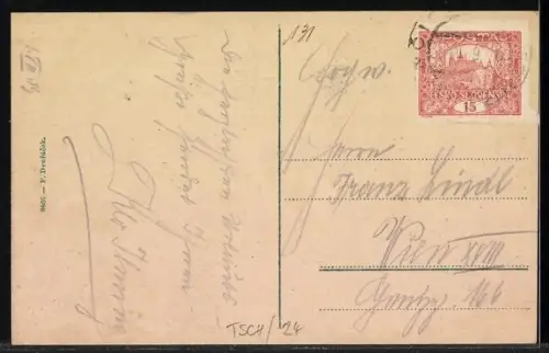 AK Eibenschitz, Panorama mit Kirche