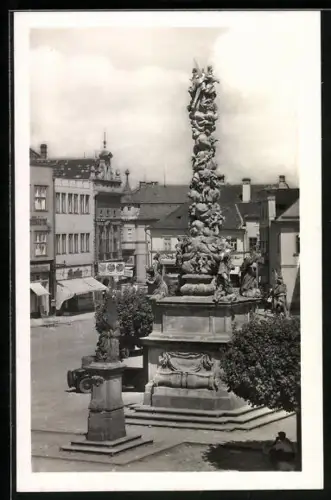 AK Wischau / Vyskov, Partie am Denkmal