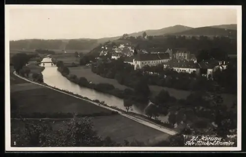 AK Zl. Koruna, Flusspartie aus der Vogelschau