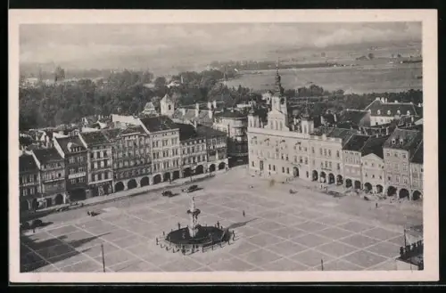 AK Budweis, Ortsansicht aus der Vogelschau