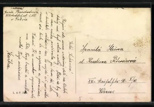 AK Tábor, Ortsansicht mit Kirche vom Wasser aus