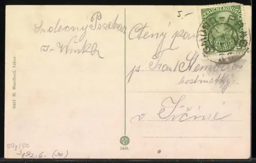 AK Tabor, Partie an der Moldau mit Blick auf Stadt