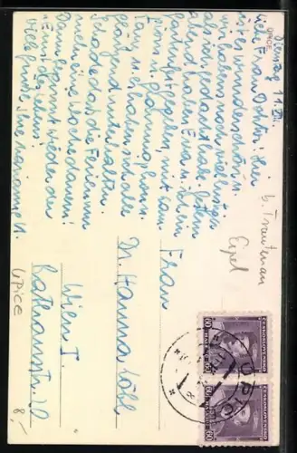 AK Upice, Panorama mit Kirche