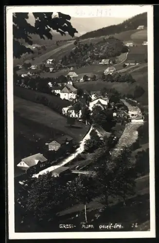AK Velká-Úpa, Panorama mit Strassenpartie