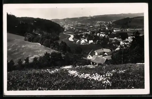 AK Náchod, Panorama mit Strassenpartie