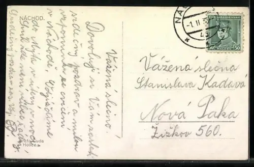 AK Náchod, Panorama mit Strassenpartie