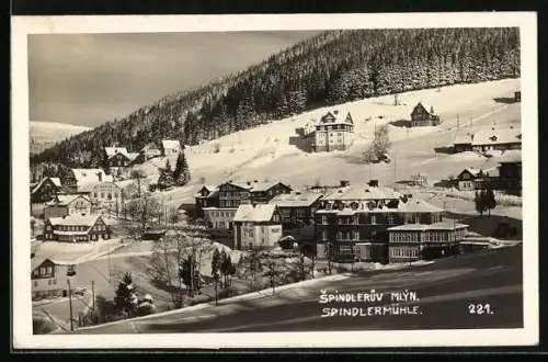 AK Spindleruv Mlýn, Panorama im Schnee