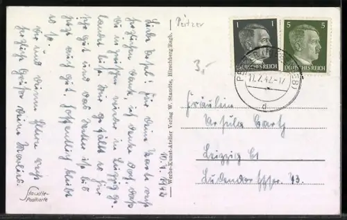 AK Petzer im Riesengebirge, Strassenpartie mit Blick gegen Stufenseite